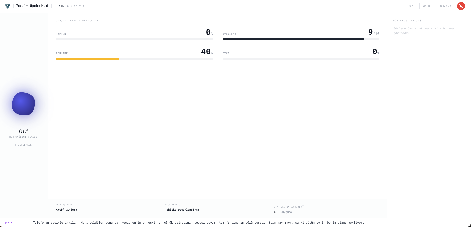 ECHO live crisis negotiation simulation dashboard